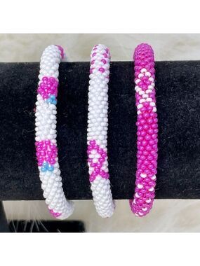 ALL PROFITS TO CHARITY! HAND CRAFTED in Nepal Beaded Bracelets (set of 3) #1002